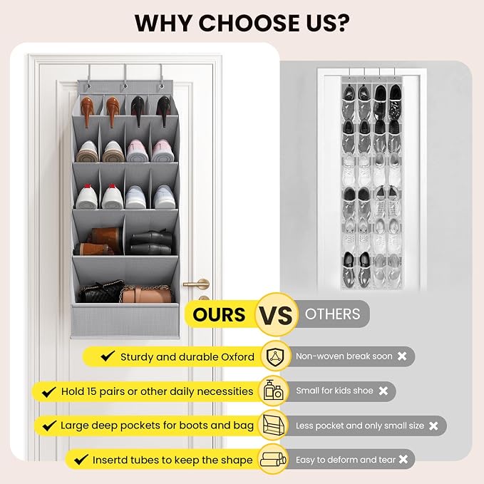 Over the Door Shoe Organizer for Closet, Shoes Rack for Closet