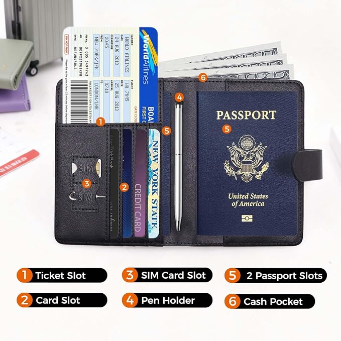 Melsbrinna Premium Leather Passport Holder Covers Case, Waterproof Rfid