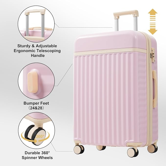 Merax Luggage Sets Front Opening, 2 Piece Hardshell Suitcase