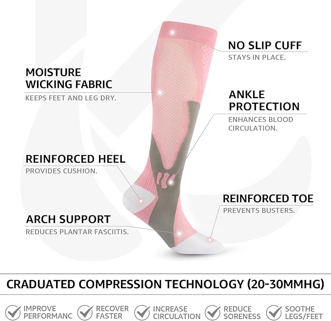 Kickticks 4 Pairs Compression Socks