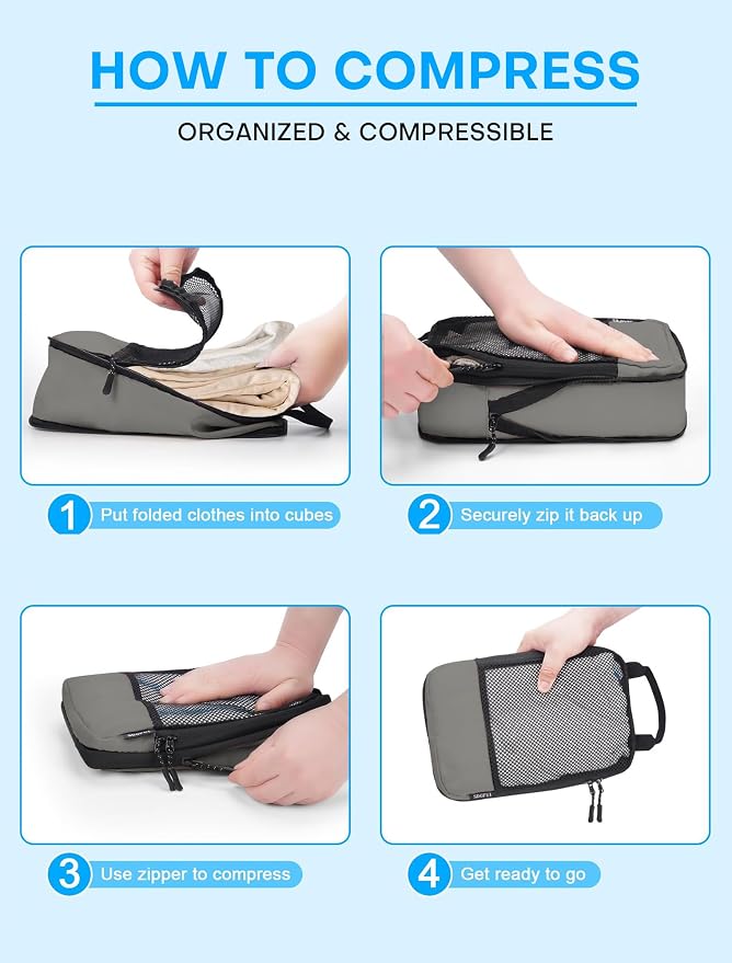 4 PCS Set Compression Packing Cubes