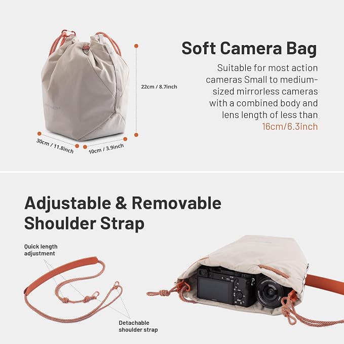 PGYTECH OneGo Drawstring Small Camera Bag, Soft Cute Camera Pouch Handbag