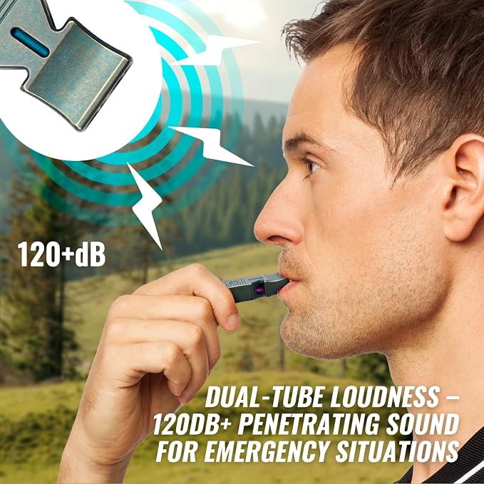 TACRAY Titanium Emergency Survival Whistle, Portable Necklace Whistle, Loud
