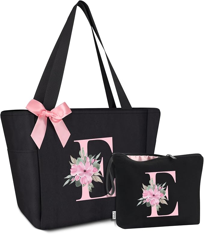 Vavabox Tote Bag, A-Z Initial Monogrammed Waterproof Tote Bag, Bridesmaid Gifts