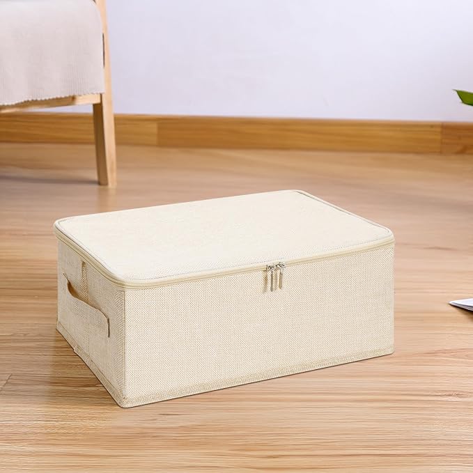 ANMINY 3PCS Storage Bins with Zipper Lids 13 Qt Lidded Fabric Storage Boxes