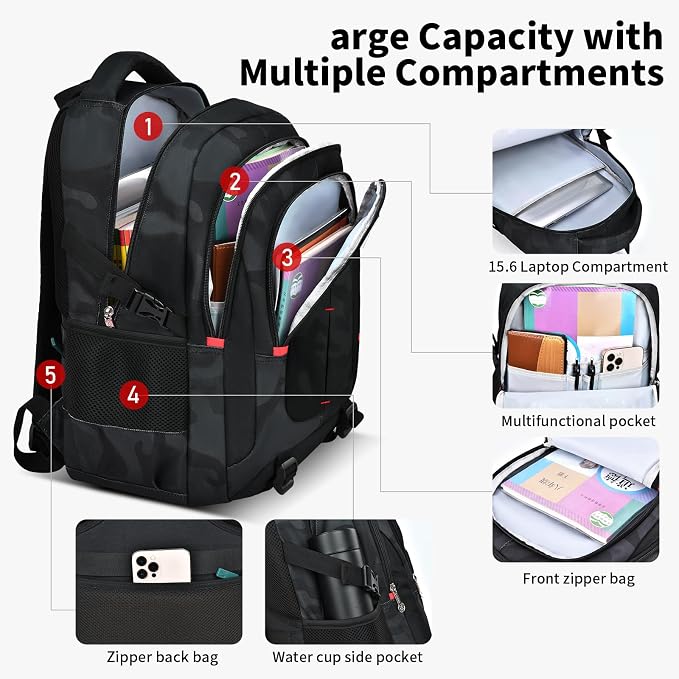 Backpack for School Boys Backpacks for Kids Camo Bookbag for Middle School Bags
