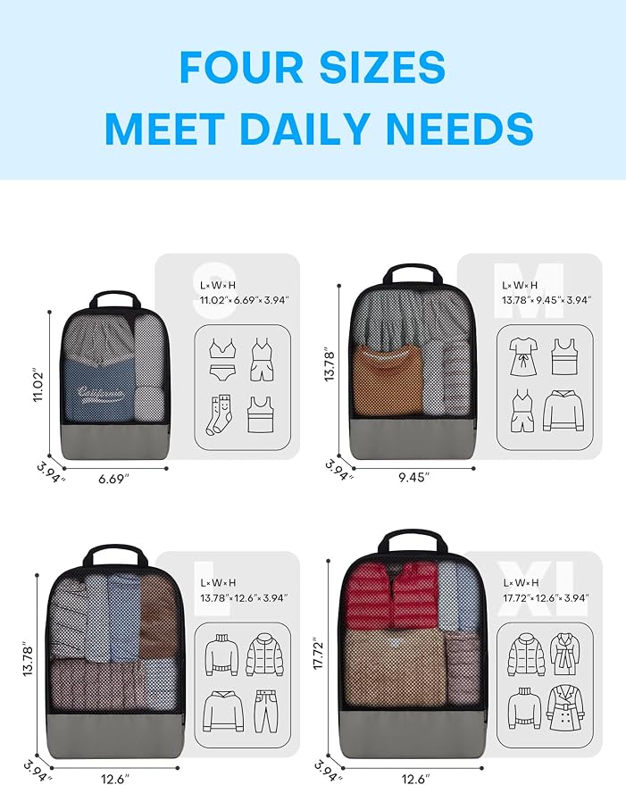 4 PCS Set Compression Packing Cubes