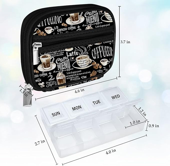 Serfeymi Weekly Travel Pill Organizer Pill Case