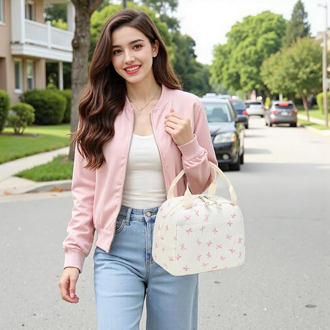 Bluboon Lunch Bag for Women Men Cute Corduroy Lunch Tote Bags Reusable