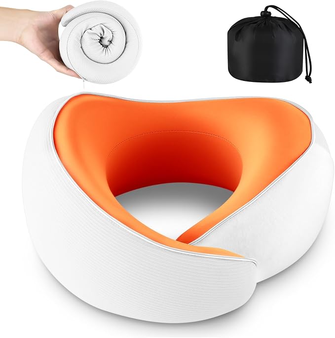 Adjustable Memory Foam White U-Shaped Travel Pillow