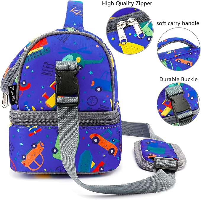 FlowFly Kids Double Decker Cooler Insulated Lunch Bag Large Tote