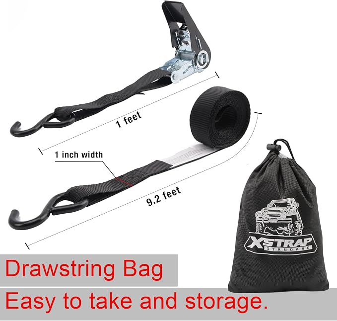XSTRAP STANDARD Ratchet Tie Down Straps 4 Pk 10 Ft- 300 Lbs Load Cap- 900 Lbs