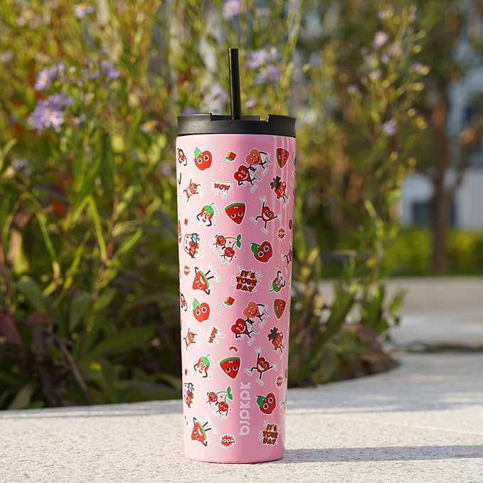 BJPKPK 26oz Tumbler With lid And Straw Stainless Steel Travel Coffee Mug Insulated Tumblers Cups,Spring Party Brown