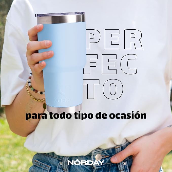 NORDAY | Tumbler with Lid - 30oz - Sky Insulated Tumbler - Stainless Steel