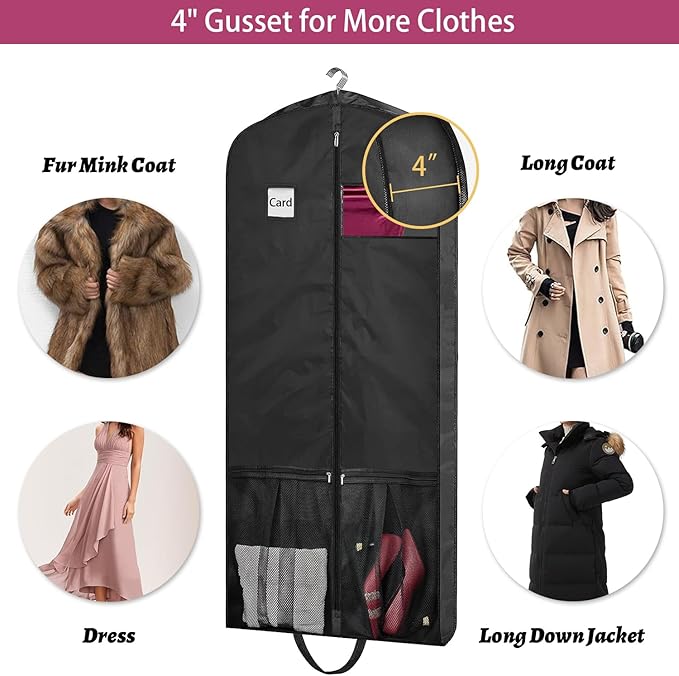 54" Garment Bags for Travel, 2 Pack Dress Bag for Hanging Clothes Storage