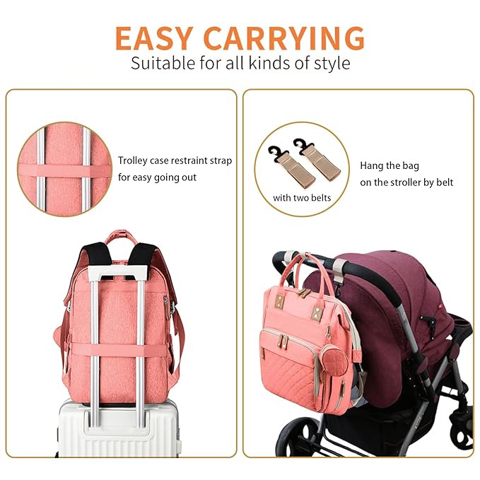 Diaper Bag Backpack with Changing Station Portable 3 in 1 Multifunction