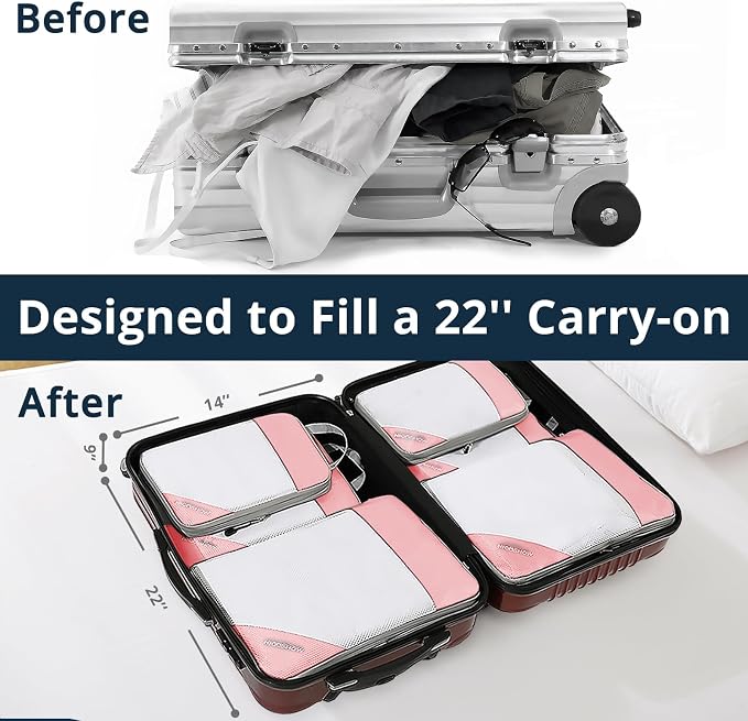 Compression Packing Cubes 6 Set, Compressible Space-Saving Packing Cubes