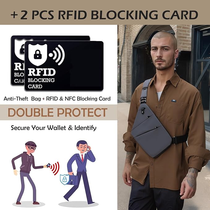 Anti Theft Crossbody Bags for Women Men, Slim Sling Purse