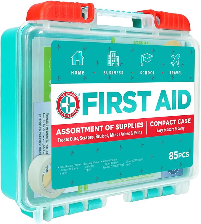 Be Smart Get Prepared 85 Piece First Aid Kit: Clean, Protect Minor Cuts