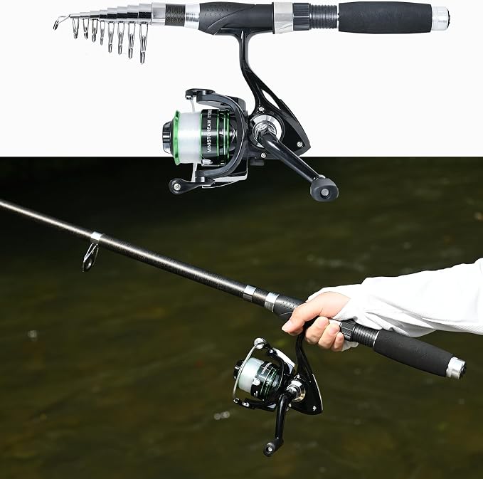 Fishing Pole Combo, Spinning Reels 170Pcs Worm Lure Kit Texas-Rigs-for-Bass
