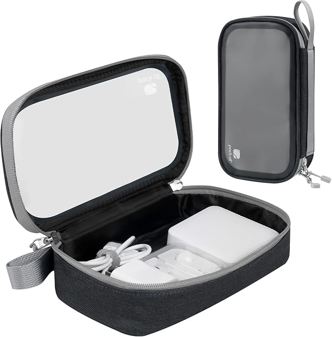 pack all Clear Electronic Organizer, TPU Cable Organizer Bag, Compact Cord