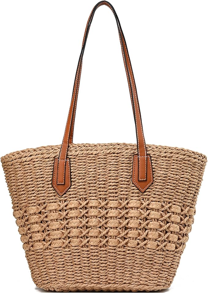 Straw Beach Bags for Women Woven Beach Tote Bag Casual Boho Large Shoulder