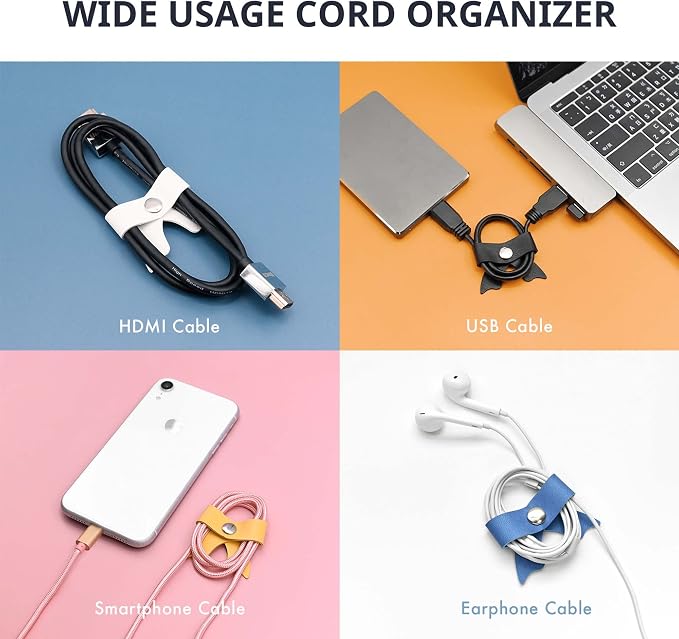 SenseAGE 5 Pack Cord Organizer, Bow Cord Keeper, Cable Organizer USB Holder