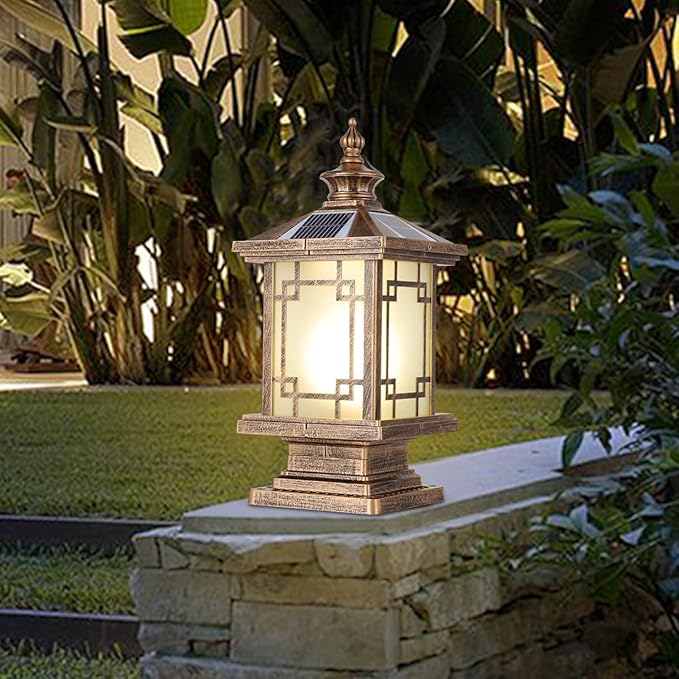 LED Solar Post Light Outdoor, Aluminum Fence Post Cap Lamp Remote Control