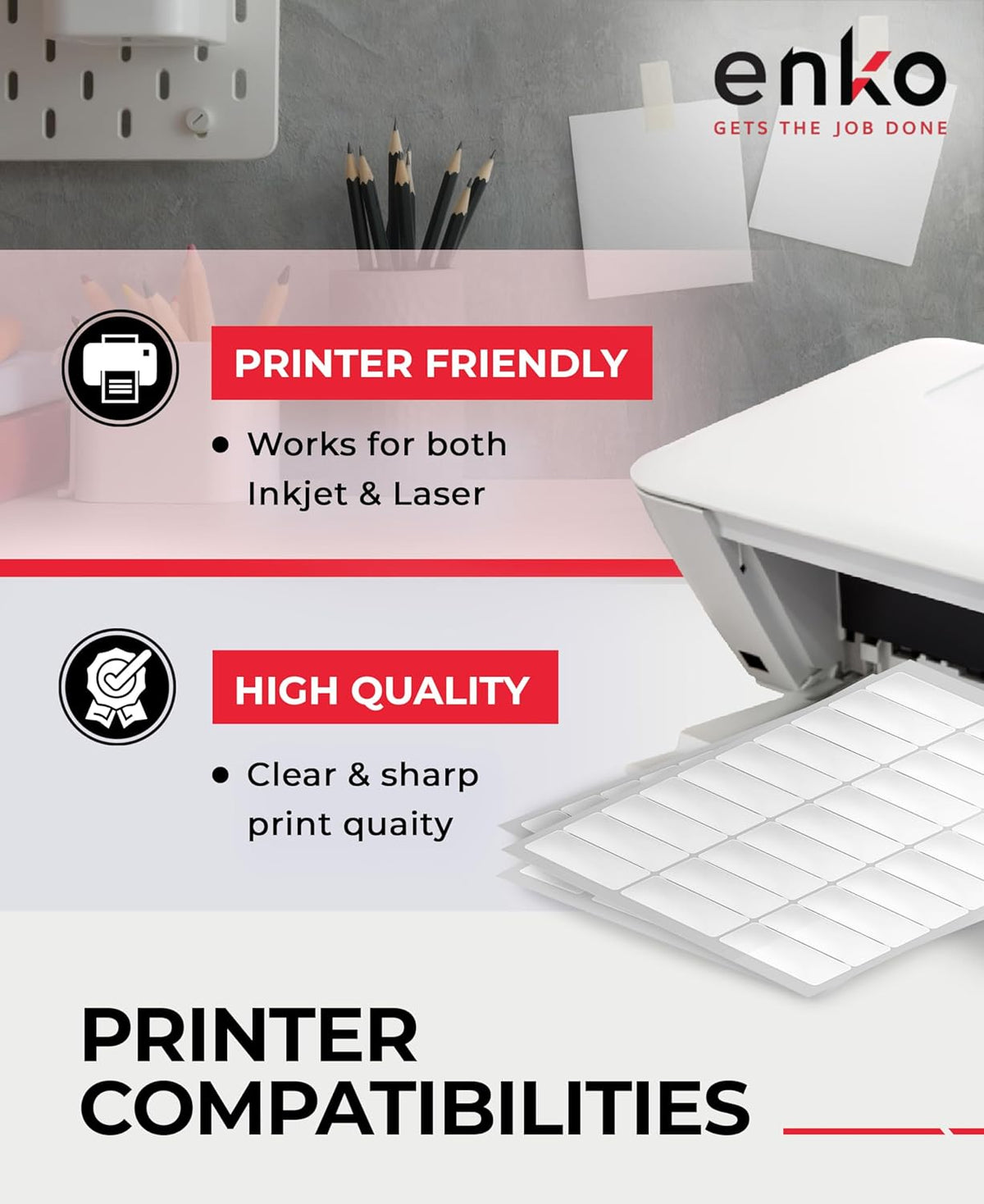 enKo 1 x 2-5/8 Inch 30 Up Return Mailing Address Labels White Printable FBA Labels (900 Sheets, 27,000 Labels)