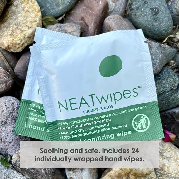 NEATwipes Hand Sanitizing Wipes | Travel Essentials | Disposable Wet Wipe &