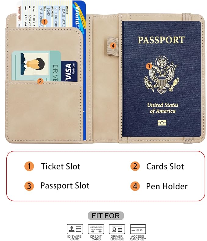 Melsbrinna Premium Leather Passport Holder Covers Case, Waterproof Rfid