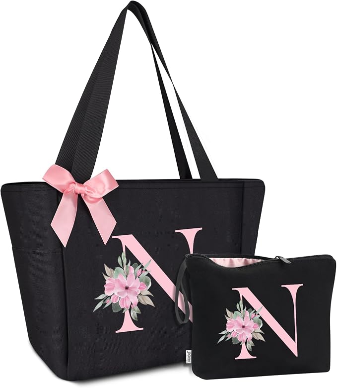 Vavabox Tote Bag, A-Z Initial Monogrammed Waterproof Tote Bag, Bridesmaid Gifts