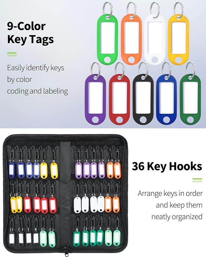 Uniclife Zippered Key Case Organizer Waterproof and Fireproof Key Binder