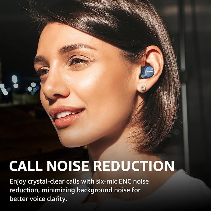 TOZO NC9 Hybrid Active Noise Cancelling Wireless Earbuds, 6 Mics ENC Clear Call