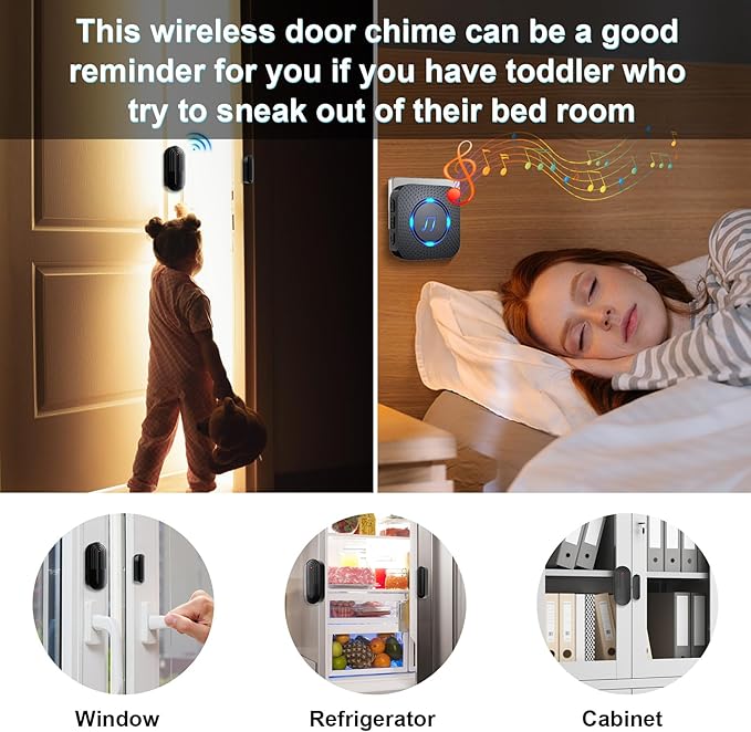 SanJie Door Sensor Chime When Door Opens, Door Entry Chime