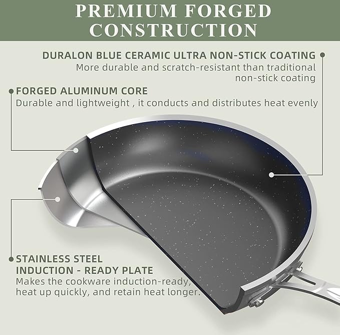 Nuwave Healthy Duralon Blue Ceramic Nonstick Coated 9pc Cookware Set,