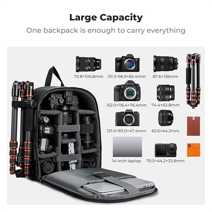 K&F CONCEPT Camera Backpack Bag, Professional DSLR/SLR/Mirrorless Camera Bag