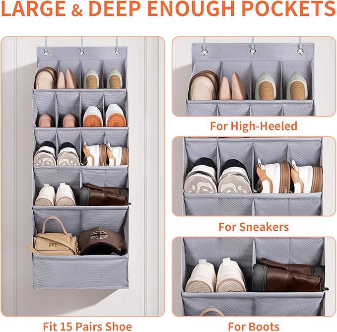 FENTEC 1 Pack Over-the-Door-Shoe-Organizers, Hanging Shoe Organizers