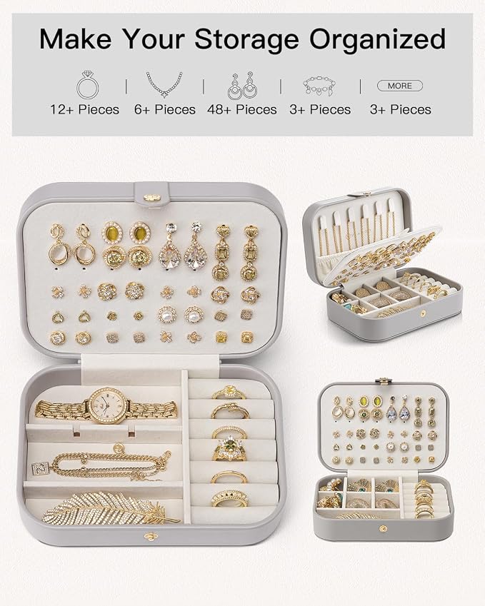 Vlando Travel Jewelry Case, PU Leather Travel Jewelry Box