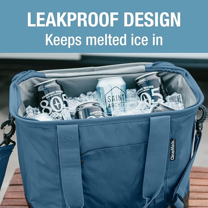CleverMade Collapsible Insulated Cooler Bag – Leakproof Soft Folding Cooler