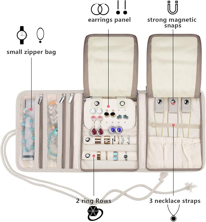Teamoy Travel Jewelry Roll, Jewelry Storage Bag Organizer