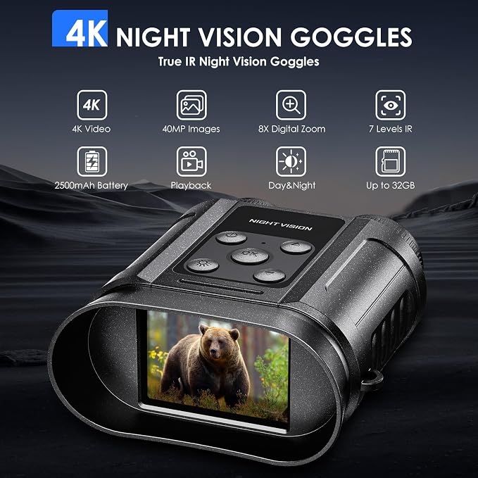 Night Vision Goggles, Compact Night Vision Binoculars, 32GB Card Included