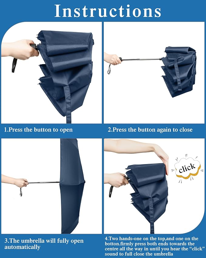 Yahenda 4 Pack Windproof Travel Umbrellas Bulk Automatic Open and Close