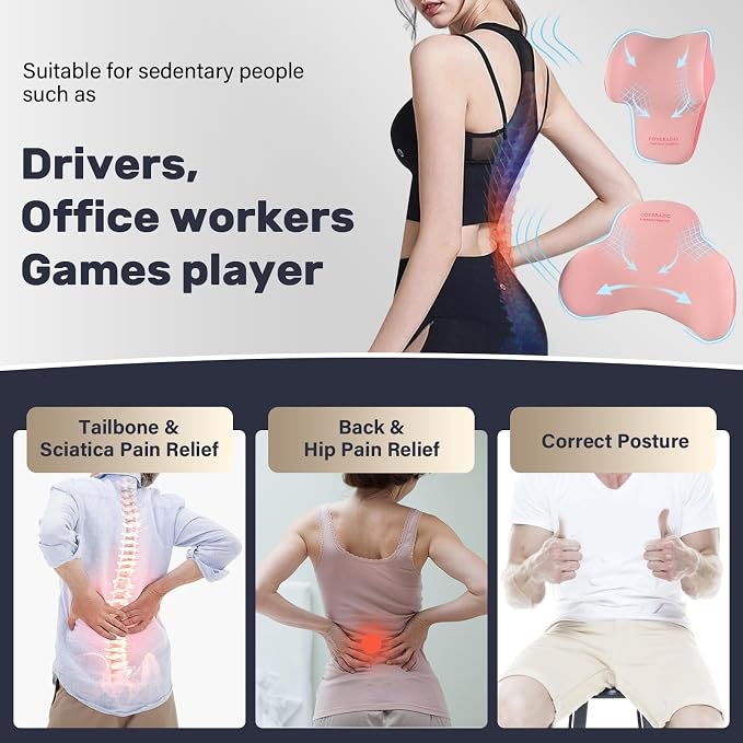 Coverado Lumbar Support and Headrest Pillow