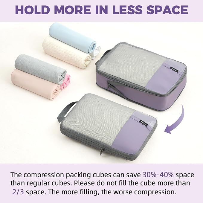 BAGAIL 6 Set/4 Set Lightweight Compression Packing Cubes
