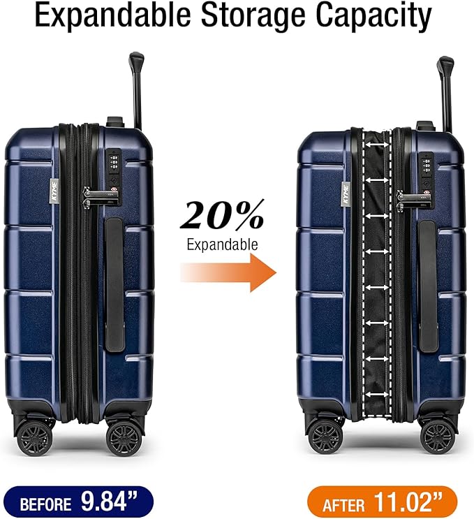 KYME Hardside Expandable Carry On Luggage 22x14x9 Airline Approved 20 Inch
