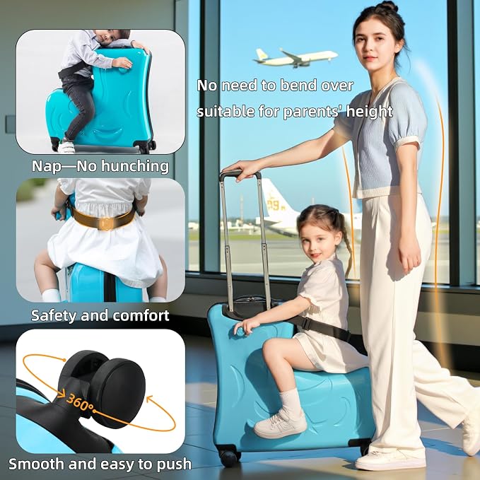 N-A Kids Ride On Suitcase with Wheels, Scooter Luggage