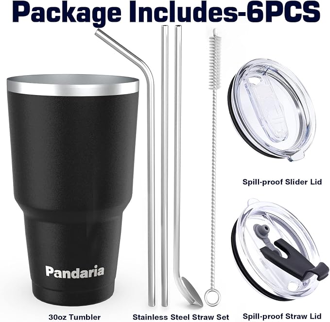 30 oz Travel Coffee Tumbler Cup, Double Wall Stainless Steel Reusable Spill