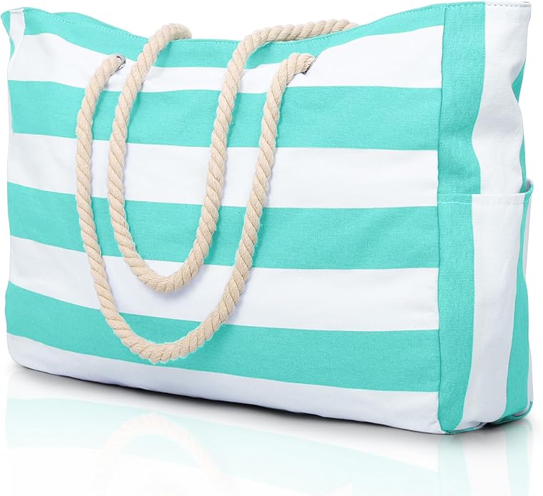 Becokan Beach Bags for Women Large Waterproof Beach Tote Bag Zipper Beach Bags