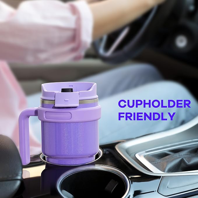 ALOUFEA 20 oz Insulated Coffee Mug Tumbler with Handle, Stainless Steel Travel Mug Tumbler with Lid and Straw,Double Wall Vacuum Leak Proof Ice Coffee Thermal Cup, Ocean Teal